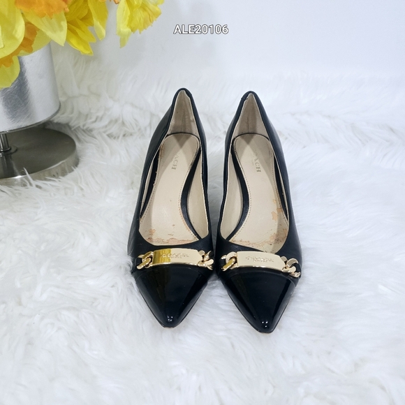 Coach Black Women's Heels Size 6 Leather and patent leather trim - Picture 2 of 12